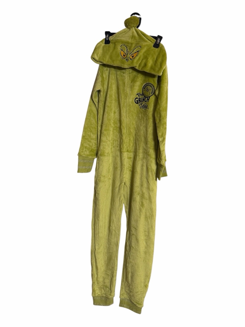 Justice Grinch Plush Hooded pajamas/ jumpsuit size Girls M (10)